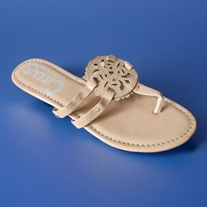 Sam Edelman Circus Women Brown Cherri Tan Faux Leather Flip Flop Sandal Size 8.5